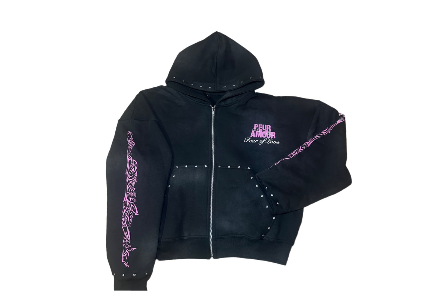 Peuramour Black And Purple Zip up hoodie