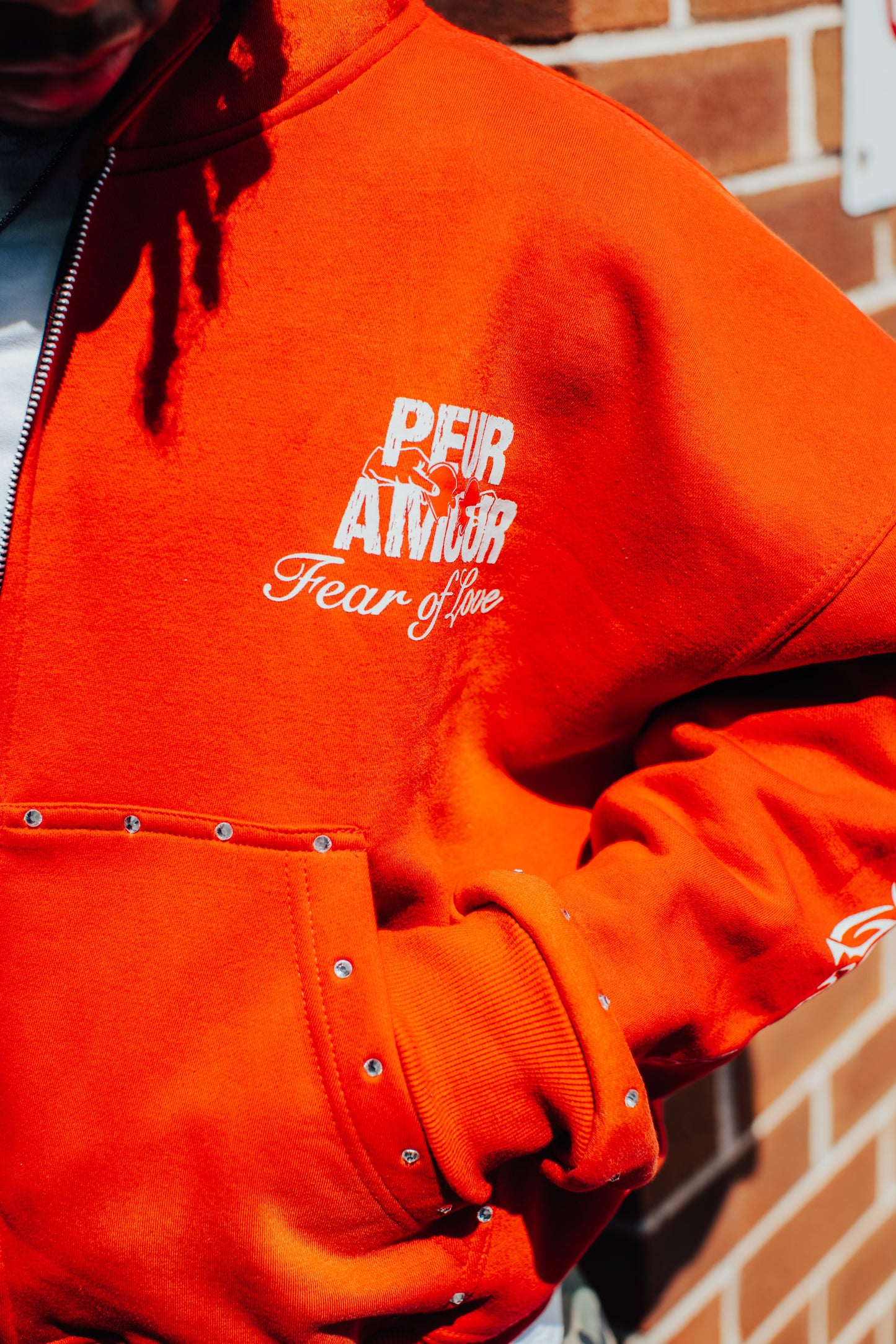 Peuramour Red Zip up Hoodie