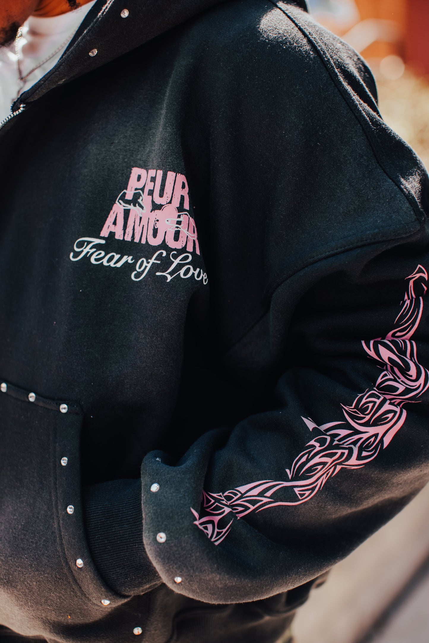 Peuramour Black And Purple Zip up hoodie