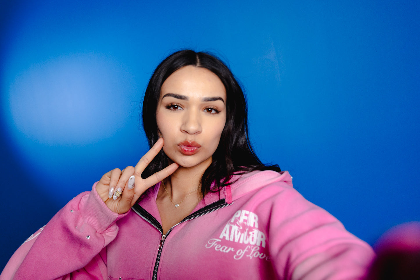 Peuramour Pink Zip up hoodie