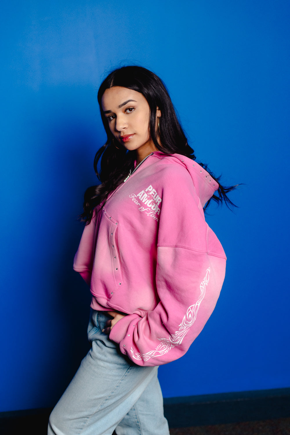 Peuramour Pink Zip up hoodie