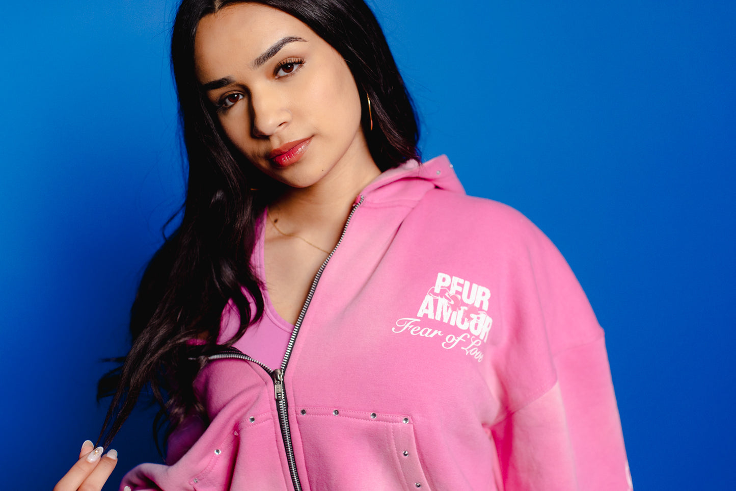 Peuramour Pink Zip up hoodie