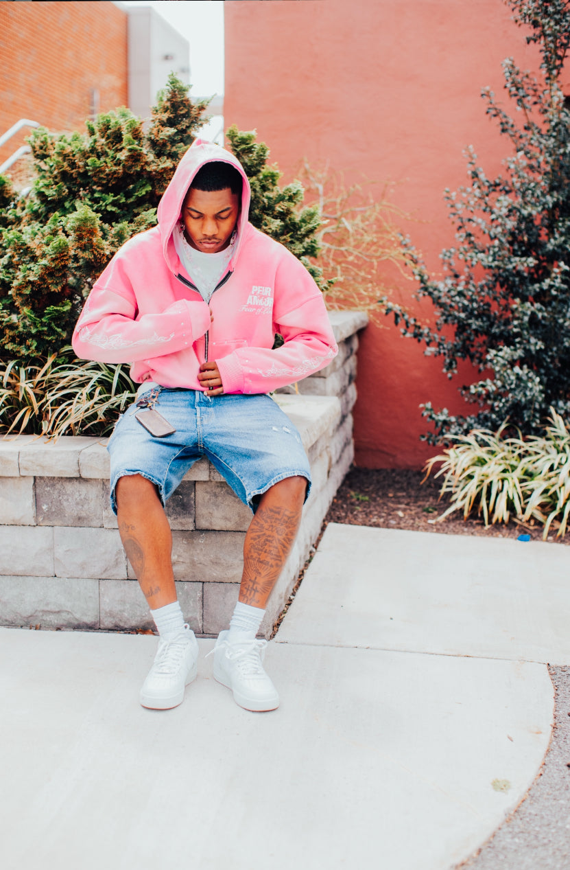 Peuramour Pink Zip up hoodie