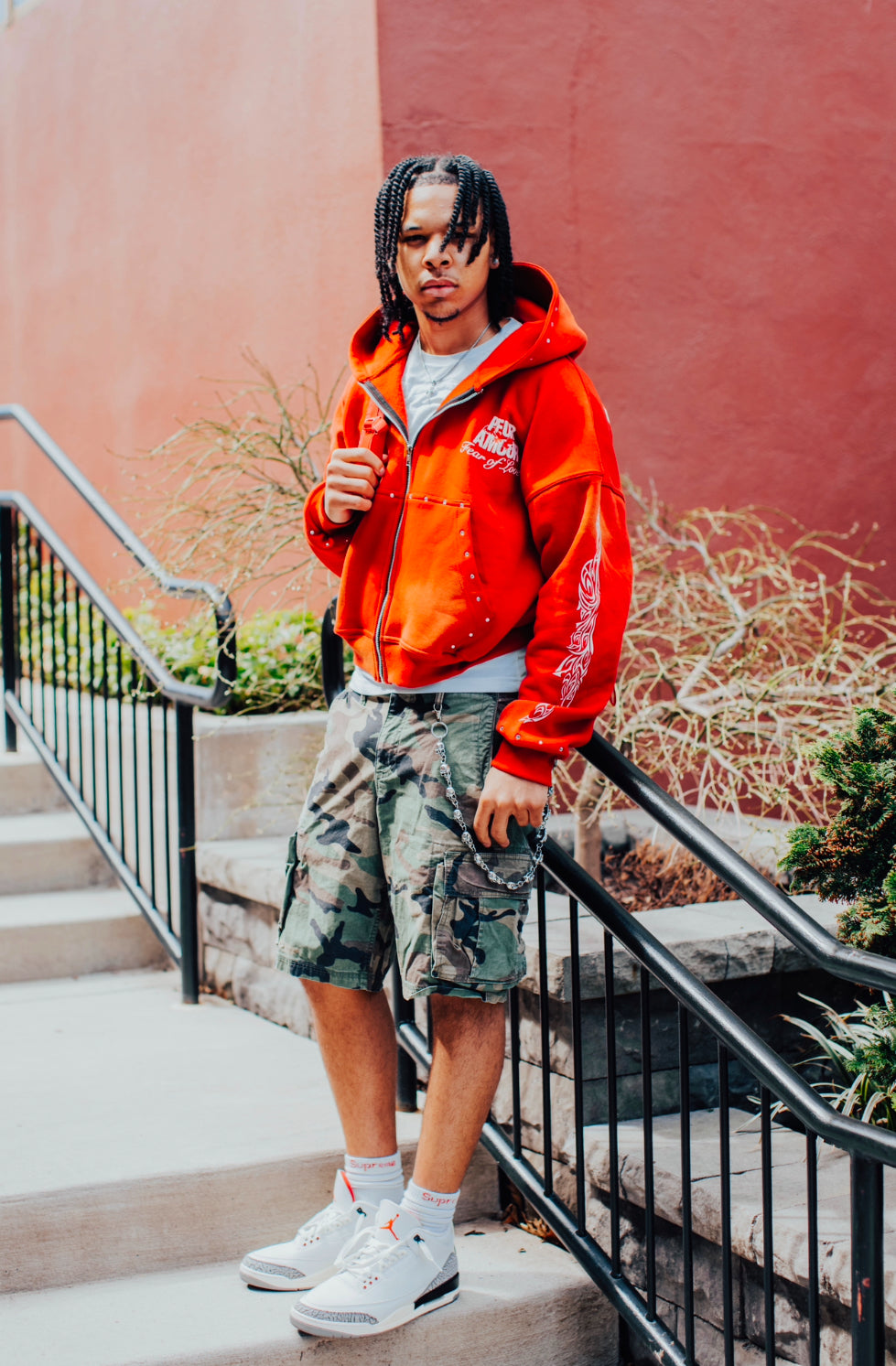 Peuramour Red Zip up Hoodie