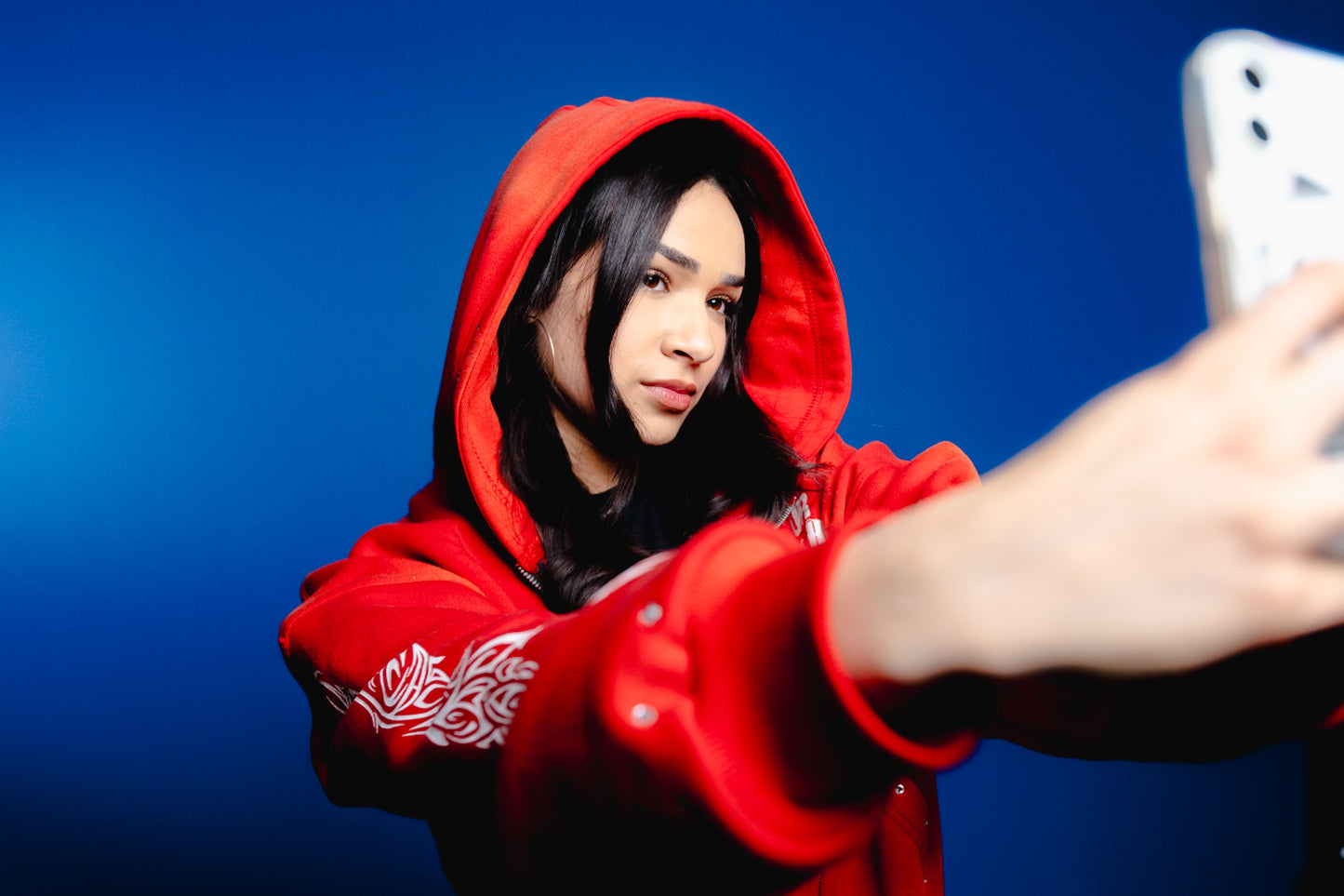 Peuramour Red Zip up Hoodie
