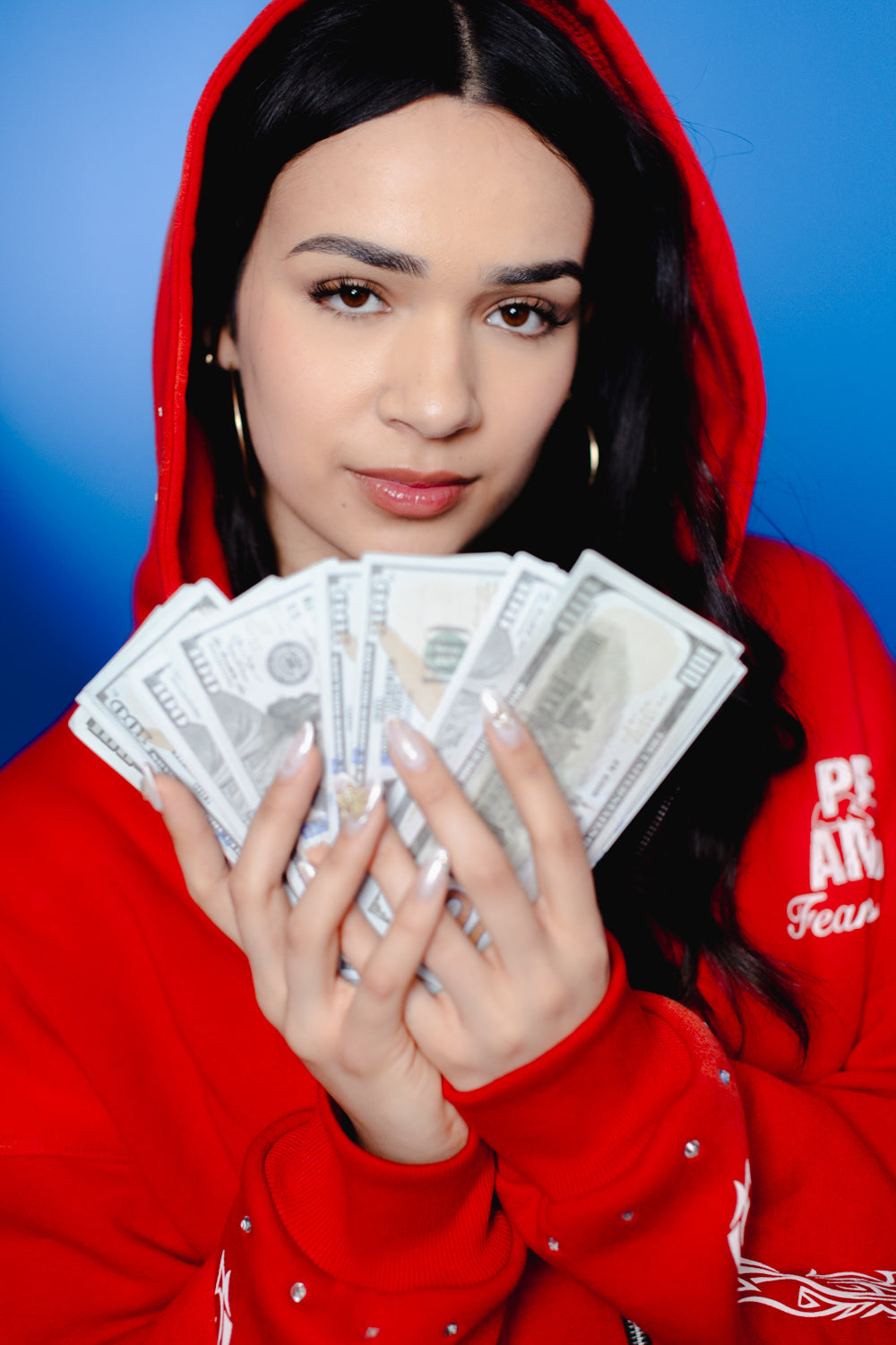 Peuramour Red Zip up Hoodie