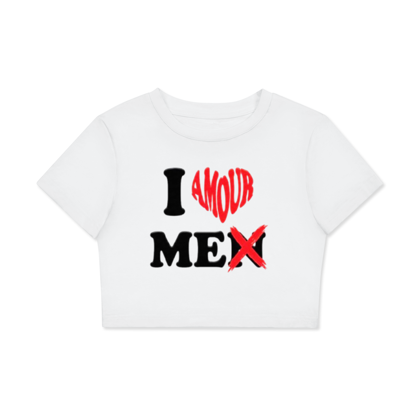 I AMOUR (LOVE) ME  Crop Cotton T-Shirt