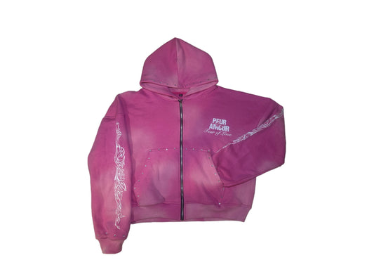 Peuramour Pink Zip up hoodie