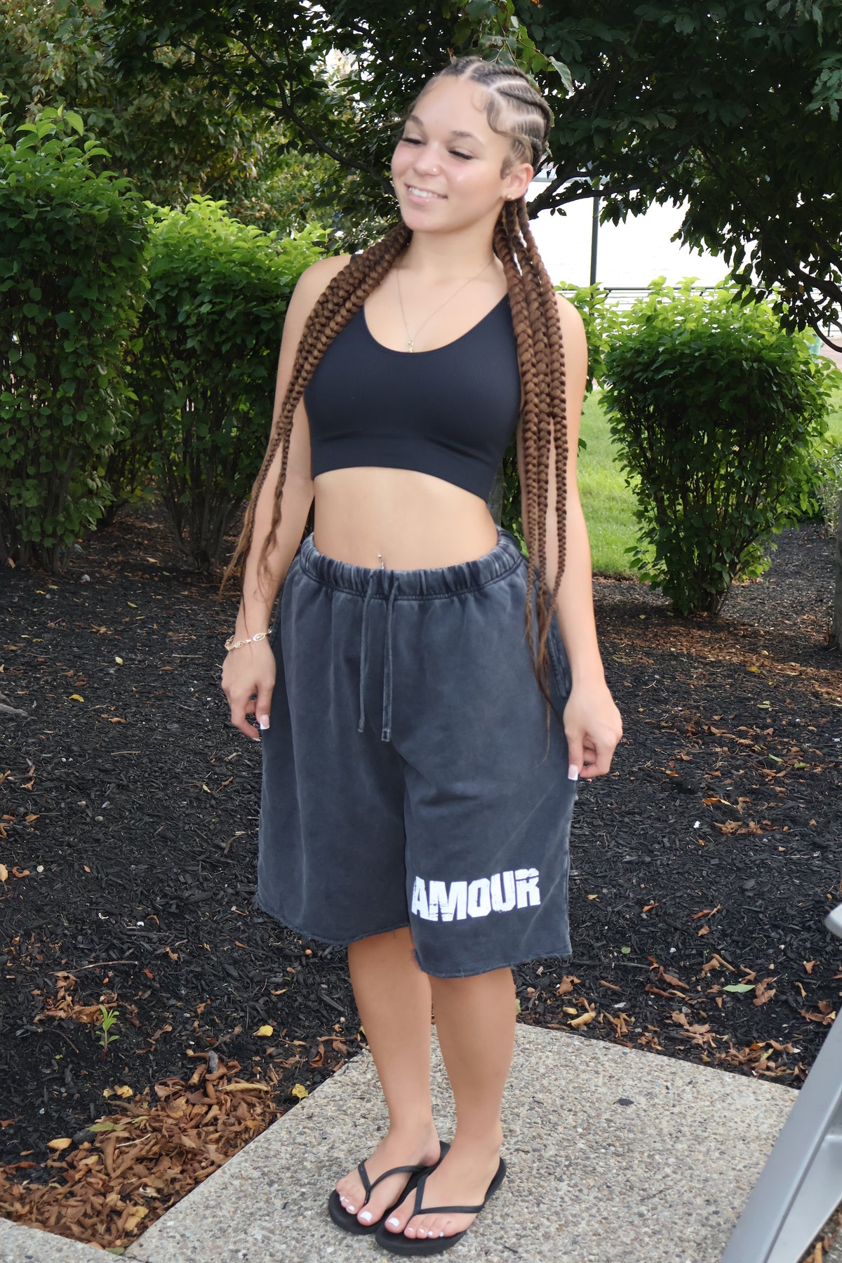 Amour Washed Raw Hem Shorts