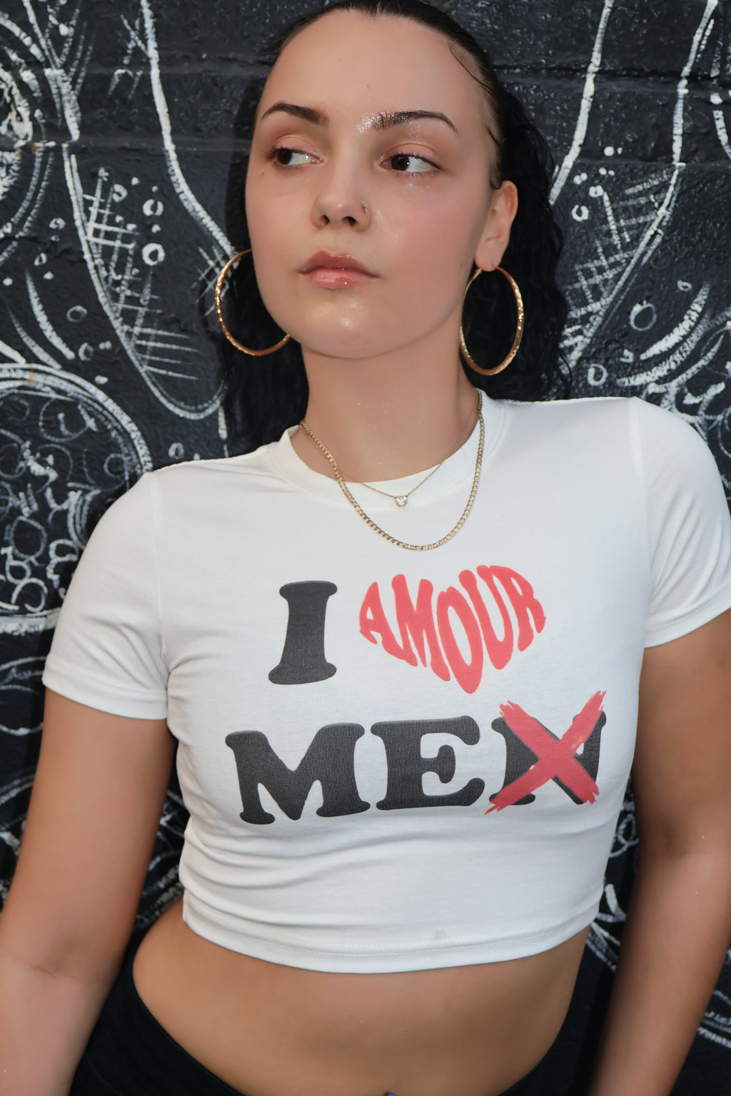 I AMOUR (LOVE) ME  Crop Cotton T-Shirt