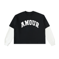 AMOUR Layered Sleeve Cotton T-Shirt