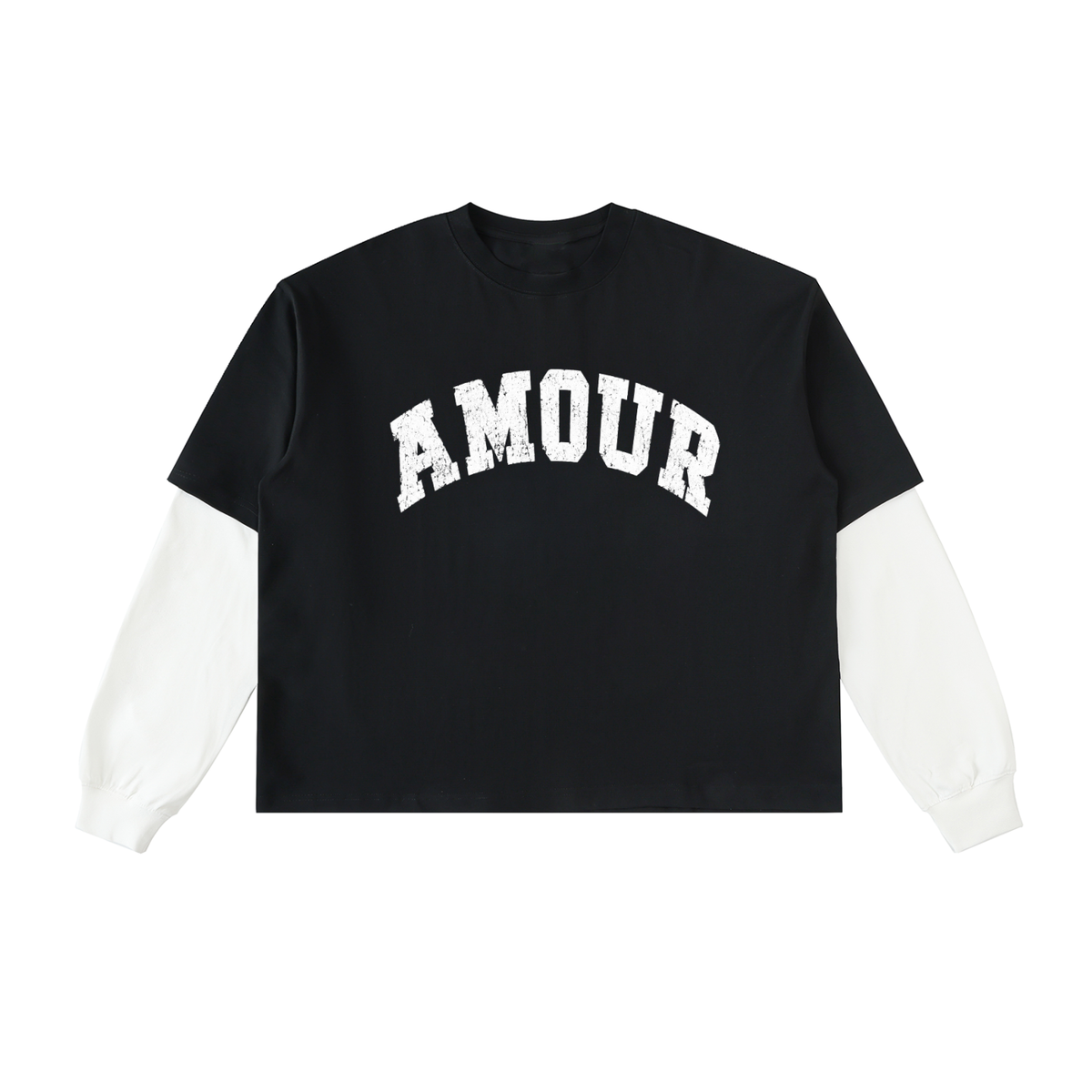 AMOUR Layered Sleeve Cotton T-Shirt