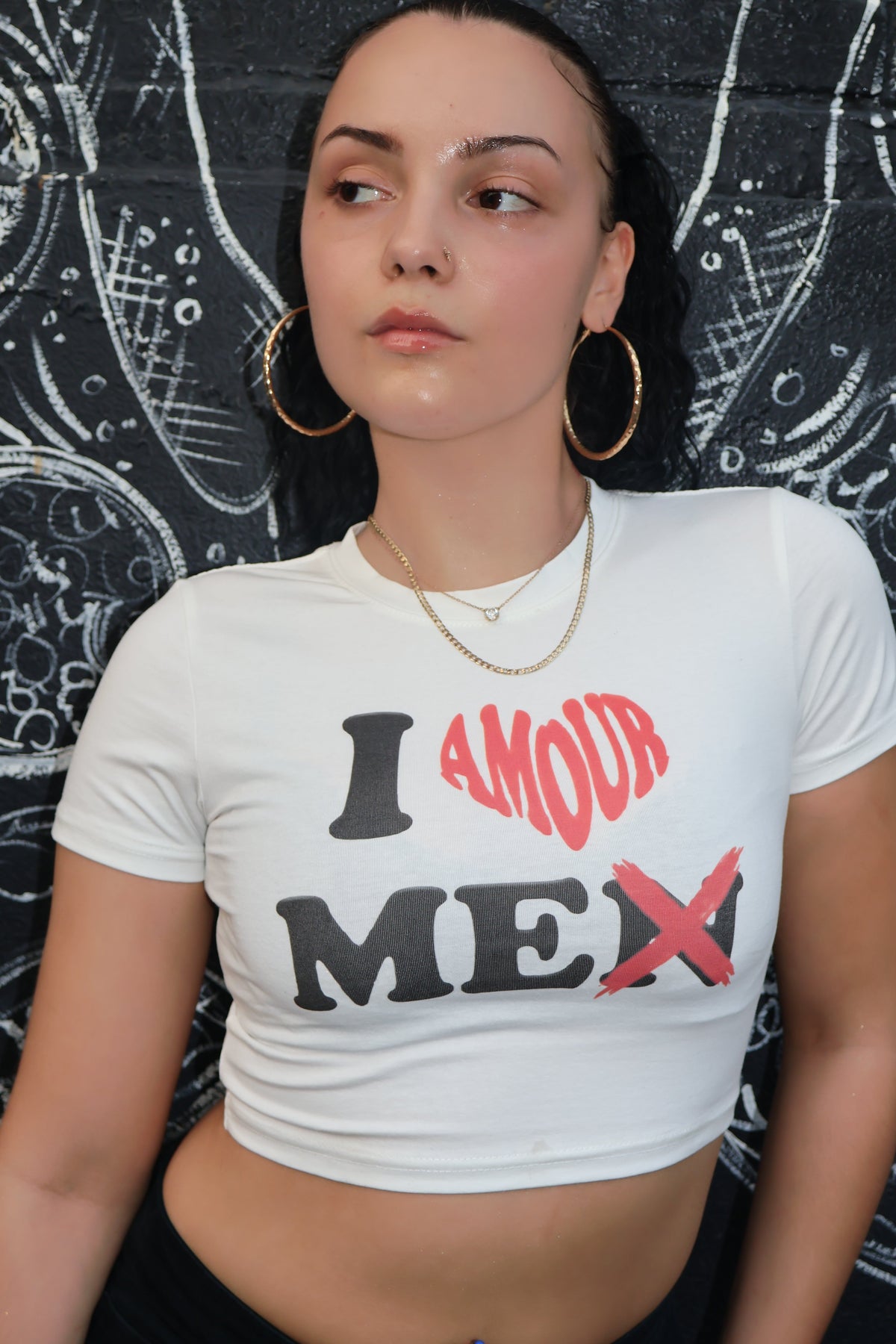I AMOUR (LOVE) ME  Crop Cotton T-Shirt